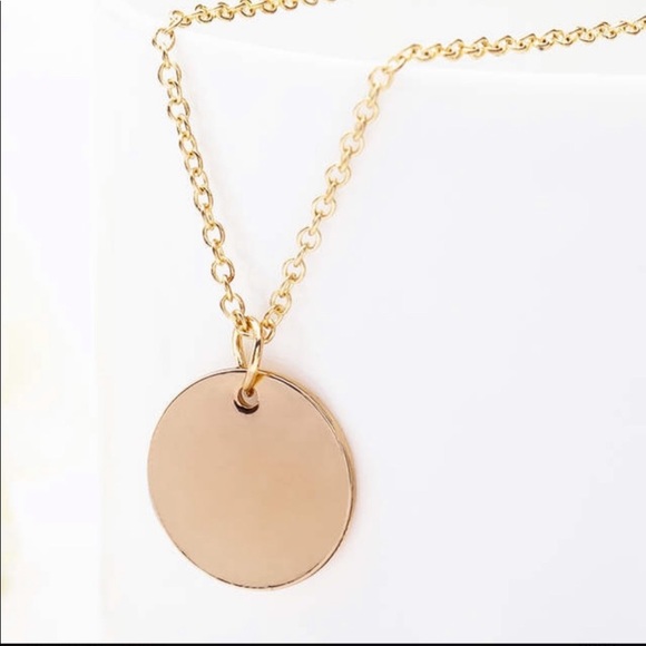 Gold Circular Disc Necklace - Picture 2 of 3